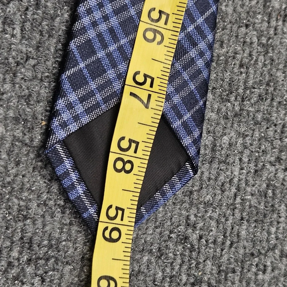 Plaid Necktie Blue Silk Blend Slim Professional Business Tie Preppy Academia